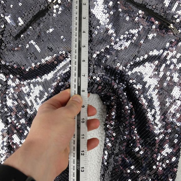 LA Rok Pants Womens Extra Small Silver Sequins Party Club Rave Tights - Picture 8 of 12